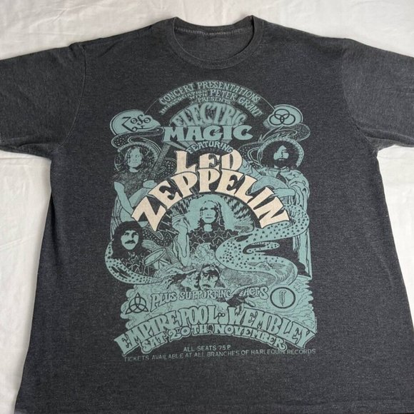 LED Zepplin T-Shirt Top Women's Gray/Blue Size XL Crew Neck Short Sleeve Cotton - Picture 6 of 8